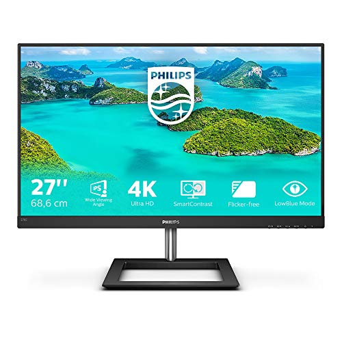 Philips Monitors 278E1A Monitor Uhd Da 27 Pollici, 3840 X 2160, 60 Hz, Hdmi, Displayport, Nero, 27 Pollici, Curvo 4K