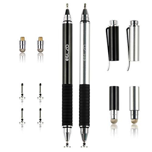 Elzo Pennino Capacitivo Stilo Penna 3 In 1, Fine Point Stylus Pen 2 Pezzi, Penna Per Tablet Universale Compatibile Al 100% Con Tablet/Touch Screen/Iph