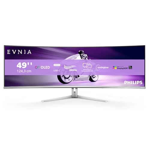 Philips Evnia 49M2C8900 - Curved Gaming Monitor Qd Oled Da 49 Pollici, 240 Hertz, 0,03 Ms Gtg, Hdr400, Ambiglow (5120X1440, Hdmi 2.1, Displayport 1.4,