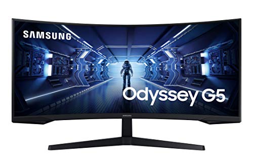 Samsung Monitor Gaming Odyssey G5 (C34G55), Curvo (1000R), 34", 3440X1440 (Ultra Wqhd), 21:9, Hdr10, Va, 165 Hz, 1 Ms (Mprt), Freesync Premium, Hdmi, 