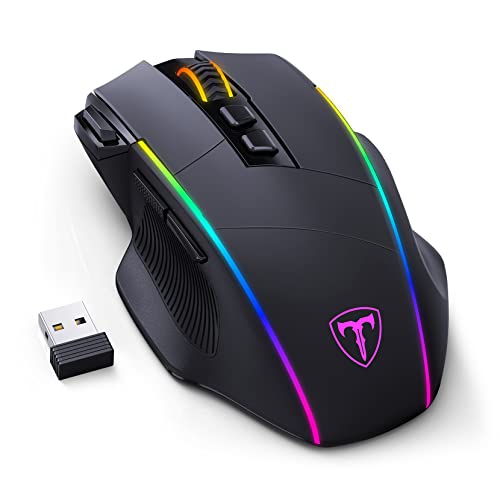 Mouse Gaming Wireless, Mouse A Tre Modalità 2.4 G/Usb-C/Bluetooth Fino A 10000 Dpi, Retroilluminazione Rgb Chroma, Mouse Ergonomico Con 8 Pulsanti Pro