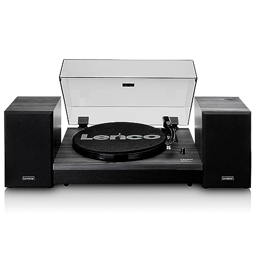 Lenco Ls-300 - Giradischi Hi-Fi Con Bluetooth - Con Altoparlanti Esterni 2 X 10 W Rms - Trasmissione A Cinghia - Arresto Automatico - Custodia In Mdf 