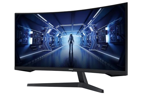 Samsung Monitor Gaming Odyssey G5 (C34G55), Curvo (1000R), 34", 3440X1440 (Ultra Wqhd), 21:9, Hdr10, Va, 165 Hz, 1 Ms, Freesync Premium, Hdmi, Display
