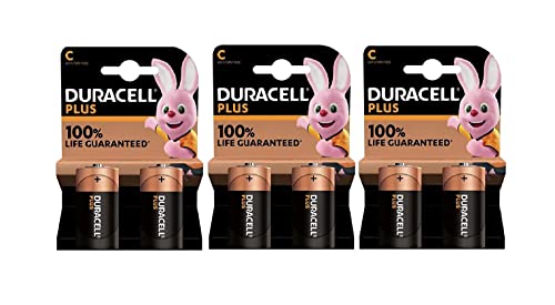 6X Duracell C Plus Lr14/Mn1400 Alcaline (3 Blister Da 2 Batterie) 6 Pile