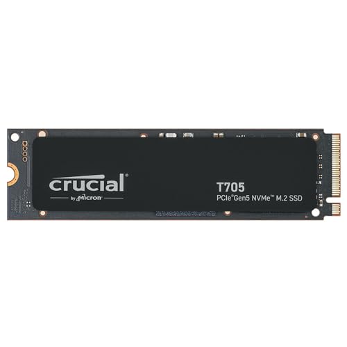 Crucial T705 Ssd 2Tb Pcie Gen5 Nvme M.2 Ssd Interno Gaming (Nuovo 2024), Fino A 14.500Mb/S, Microsoft Directstorage, Retrocompatibilità Pcie 3.0 E 4.0
