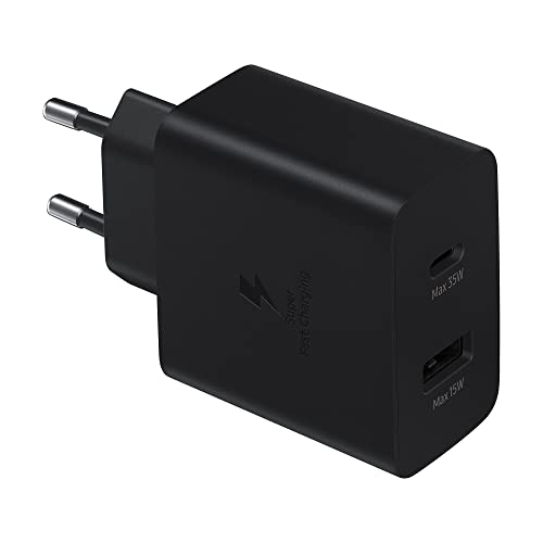 Samsung Ep-Ta220N Power Adapter Duo Caricabatterie Due Porte 35W, Usb-C, Usb-A, Nero