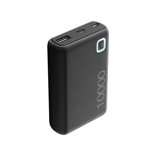 Cellularline | Power Bank Essence 10000 | Caricabatterie Portatile Da 10000Mah - Input 1Xusb-C, 1Xmicro Usb, 10.5W - Output 1Xusb 12W (Black)