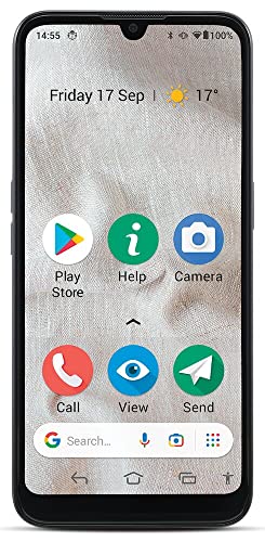 Doro 8100 Plus - Smartphone Per Anziani, Con Stazione Di Ricarica Da Tavolo E Custodia A Portafoglio