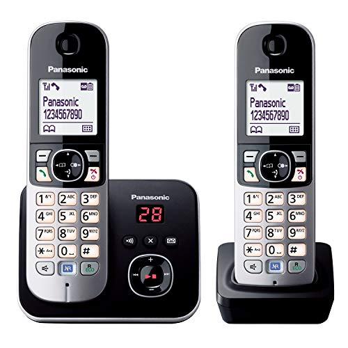 Panasonic Kx-Tg6822Gb - Telefono Cordless Dect, Schermo Da 4,6 Cm (1,8 Pollici), Con Segreteria Telefonica, Colore: Nero [Importato Dalla Germania]
