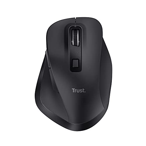 Trust Fyda Mouse Wireless Ricaricabile, Design Sostenibile, 800-2400 Dpi, 6 Pulsanti, 2,4 Ghz, Ricevitore Usb, Mouse Ergonomico Senza Filo Per Laptop,