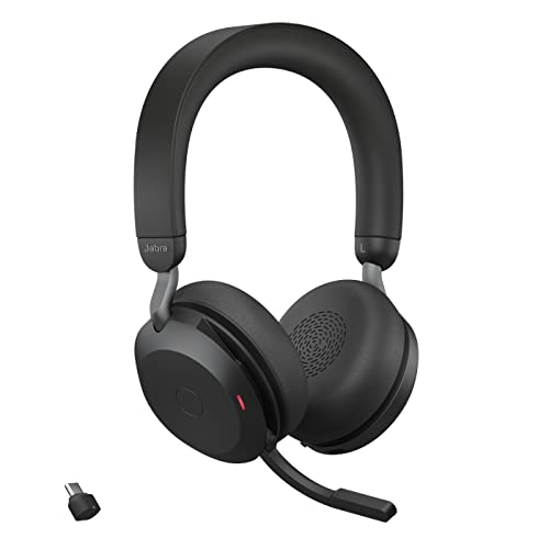 Jabra Evolve2 75 Wireless Pc Headset With 8-Microphone Technology - Dual Foam Stereo Headphones With Adjustable Advanced Active Noise Cancellation, Us