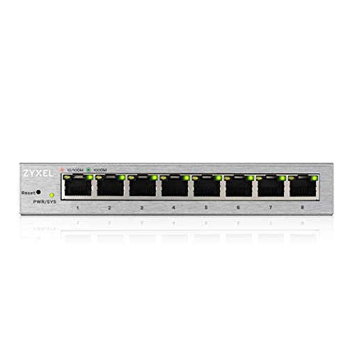 Zyxel 8 Port Gigabit Web Managed Switch | Plug & Play | Supporto Vlan, Qos, Igmp & Lag | Senza Ventilatore [Gs1200-8]