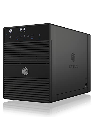 Icy Box Case Esterno Usb-C A 4 Alloggiamenti Per Ssd E Hard Disk Da 2,5 Pollici E 3,5 Pollici, Usb 3.1 (Type-C, Gen 2), Jbod, Ventola, Sata, Alluminio