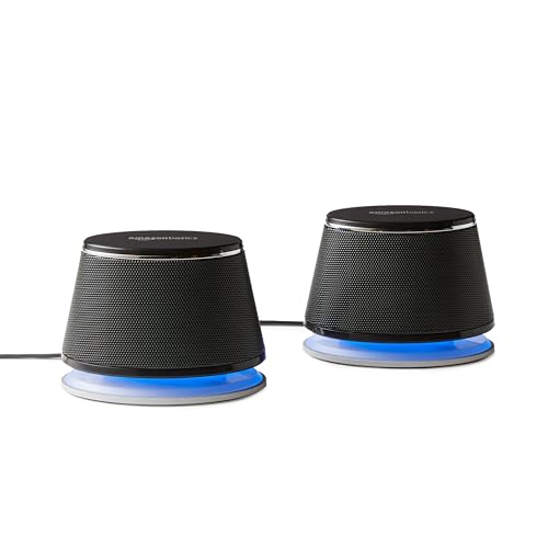 Amazon Basics Altoparlanti Per Computer, Alimentazione Usb, Con Suono Dinamico, 2 Unità, Nero