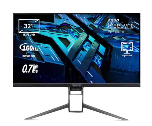 Acer Predator Xb323Krvbmiiiiphuzx Monitor Gaming Pc 32", Display 4K Ips, 160 Hz, 0.7 Ms, Freesync Premium, 16:9, Hdmi 2.1, Dp 1.4, Usb 3.0, Type-C, Re