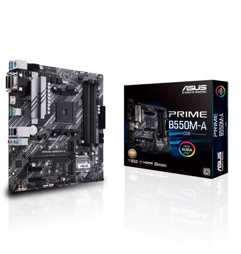 Asus Prime B550M-A/Csm Scheda Madre Microatx, Amd B550, Socket Am4, Ddr4, Pcie 4.0, Lan Realtek 1Gb, 2Xm.2, 4Xsata 6Gb/S, 7.1 Surround, Supporto Aura 