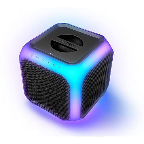 Philips Tax7207/10 Altoparlante Per Feste Bluetooth, 12 Ore Di Riproduzione, Luce Per Feste A 360°, Collegamento Per Feste Senza Fili E Batteria Ricar