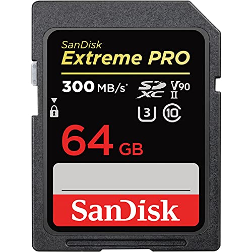 Sandisk 64Gb Extreme Pro, Scheda Sdxc, Fino A 300 Mb/S, Uhs-Ii Class 10 U3 V90
