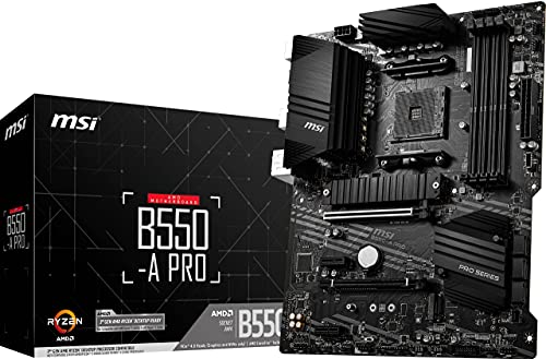 Msi B550-A Pro Scheda Madre Atx, Supporta Amd Ryzen 3° Gen, Am4, Ddr4 Boost (4400Mhz/Oc), 1 X Pcie 4.0/3.0 X16, 1 X Pcie 3.0/3.0 X16, 1 X M.2 Gen4 X4,