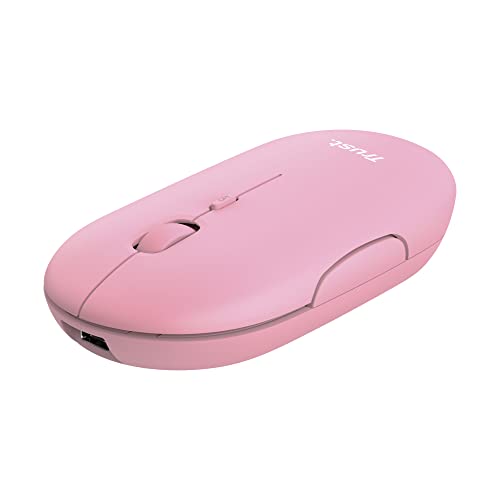 Trust Puck Mouse Wireless Ricaricabile, Bluetooth O 2.4 Ghz Con Mini Ricevitore Usb, Silenzioso, Pulsante Dpi, Mouse Bluetooth Ergonomico Senza Fili