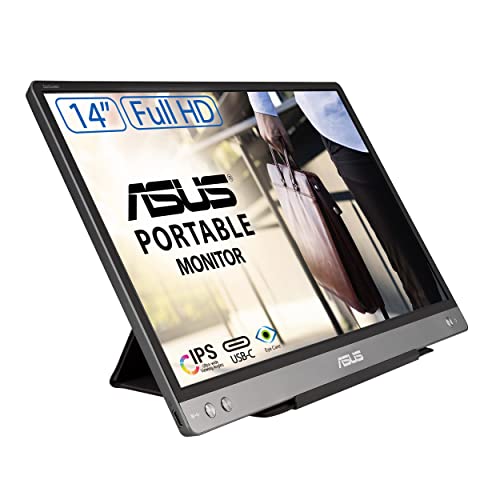 Asus Zenscreen Mb14Ac Portable Usb Monitor, 14", Ips Full Hd, Hybrid Signal Solution, Usb Type-C, Flicker Free, Blue Light Filter, Anti-Glare Surface