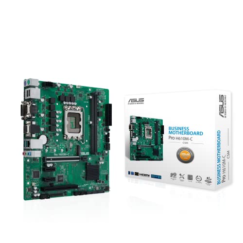 Asus Pro H610M-C Csm Scheda Madre Matx, Intel H610, Lga1700, Ddr5, Pci 5.0, Lan Intel 1Gb, Realtek 7.1 Surround, 1Xm.2, 4Xsata 6Gb/S, Usb 3.2 Gen 2, A