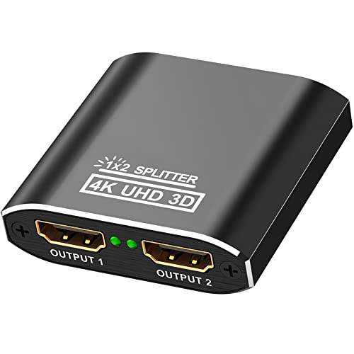 Hdmi Splitter 4K, Alluminio Sdoppiatore Hdmi Automatico 1 Ingresso 2 Uscite, Duplicatore Hdmi Supporta 4K 3D E 1080P, Per Blu-Ray Lettore, Hdtv, Letto