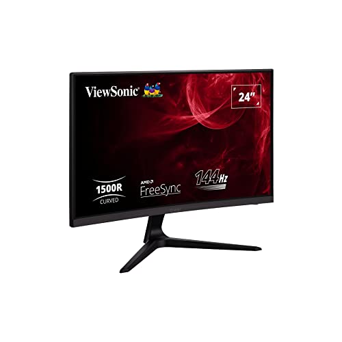 Viewsonic Omni Vx2418-C 24-Inch 1080P 165Hz Curved Gaming Monitor, With 1Ms Response Time, Amd Freesync Premium, 1500R Curve, Integrated Speakers.