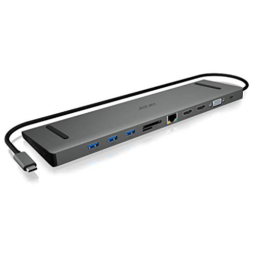 Acer - Dock Usb Type-C Per 3 Porte Usb 3.0, 2 Hdmi, Usb Type-C Pd, Vga, Rj45, Sd E Micro Sd, Colore: Grigio