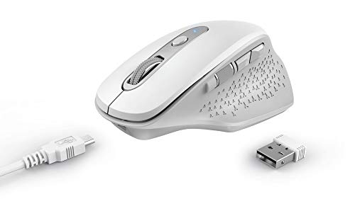 Trust Ozaa Mouse Wireless Ricaricabile, Ergonomico, Sei Pulsanti, Due Pulsanti Silenziosi, Ricevitore Usb Plug And Play, Senza Fili, Per Computer, Des