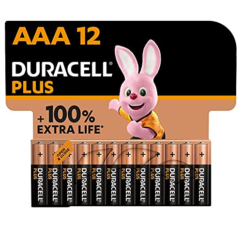 Duracell Batterie Plus Aaa (Pacco Da 12) - Alcalina 1.5V - Fino Al 100% Di Extra Durata - Affidabilità Per I Dispositivi A Uso Quotidiano - 0% Plastic