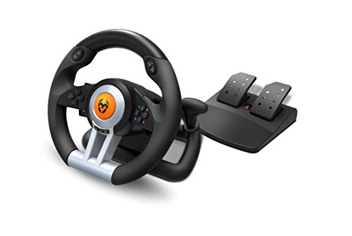 Krom Volante Y Pedales Gaming K-Wheel -Nxkromkwhl- Multipiattaforma, Leva Del Cambio E Paddles Sul Volante, Effetto Vibrazione, Compatibile Pc, Ps3, P