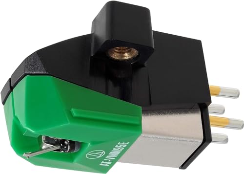 Audio Technica At-Vm95E Dual Moving Magnet Turntable Cartridge - Elliptical Stylus 1/2" Mount - Includes Mounting Hardware (Black/Green)