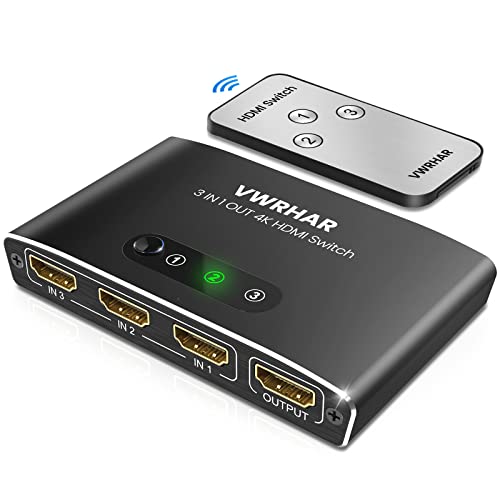 Sdoppiatore Hdmi, Hdr Alluminio Switch Hdmi 3 In 1 Out Con Telecomando, 4K Splitter Hdmi Supporta 3D 1080P Hdcp1.4, Hdmi Switch Per Tv, Pc, Fire Stick