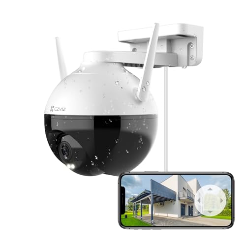 Ezviz C8C Telecamera Wi-Fi Esterno 1080P, Telecamera Motorizzata Per Esterni Con Copertura Visiva 360 °, Visione Notturna A Colori Fino A 30M, Imperme