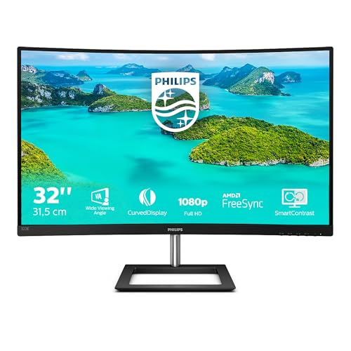 Philips 322E1C Gaming Monitor Curvo Da 32", Fhd Led Va Adaptive Sync 75 Hz, Hdmi, Display Port, Vga, Flicker Free, Low Blue, Nero