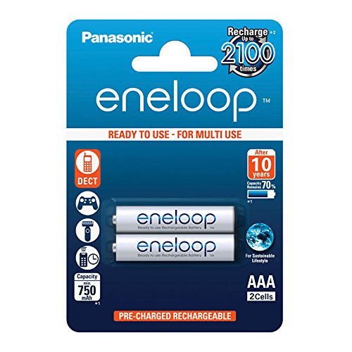 Panasonic Bk-4Mcce/2Be Blister 2 Ministilo Aaa Ricaricabili Eneloop, Bianco