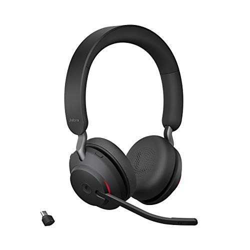 Jabra Evolve2 65 Wireless Pc Headset – Noise Cancelling Microsoft Teams Certified Stereo Headphones With Long-Lasting Battery – Usb-C Bluetooth Adapte