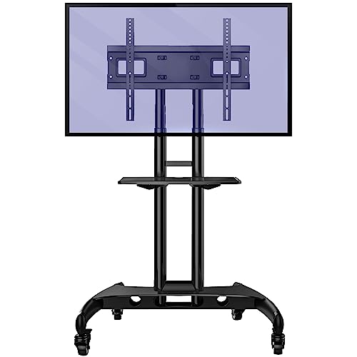 Invision Supporto Tv Da Pavimento Con Ruote Carrello Staffa Porta Stand Mobile Tv Per Schermi 32" A 75" - Antiribaltamento Ultra-Stabile – Max Vesa 60