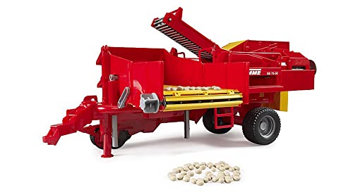 Bruder 02130 - Raccoglitrice Di Patate Grimme Se 75-30 Con 80 Patate Finte, Macchina Per La Raccolta, Rimorchio Per Trattore