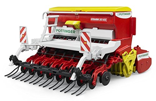 Bruder 02347 - Pöttinger Vitasem 302Add Seminatrice Ad Erpice Rotante, Rimorchio Per Trattore, Giocattoli, Fattoria