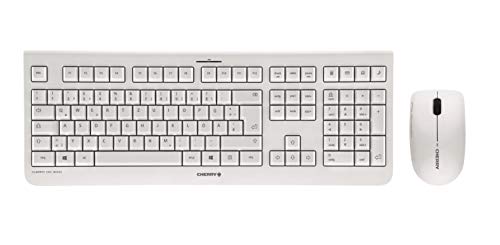 Cherry Dw 3000 – Wireless Tastatur+Maus – 4 Zusatztasten – Deutsches Layout – Qwertz Tastatur – Gs-Zulassung – Weiß, Jd-0710De-0