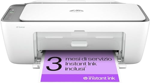 Hp Deskjet 2820E 588K9B, Stampante Multifunzione A Getto D'Inchiostro A4 A Colori, Fronte E Retro Manuale, 7,5 Ppm, Wi-Fi, Hp Smart, 3 Mesi Di Inchios