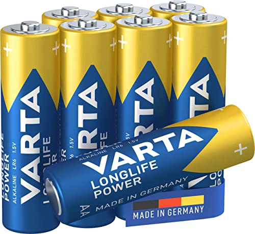 Varta Longlife Power Batterie Aa Mignon Lr06 (Pacco Da 8) Batteria Alcalina - Made In Germany - Ideali Per Giocattoli, Torce, Controller E Altri Dispo
