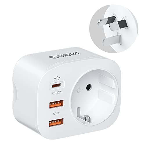 Unidapt Adattatore Universale Australia Tipo I - Usb C Pd 20W Adattatori Da Viaggio Presa Au, Spina Per Cina Nuova Zelanda Travel Plug Adapter, Bianco