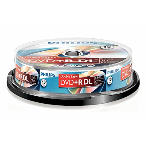 Dvd+R Dl Philips 8X Vergini Double Layer, 10 Pezzi