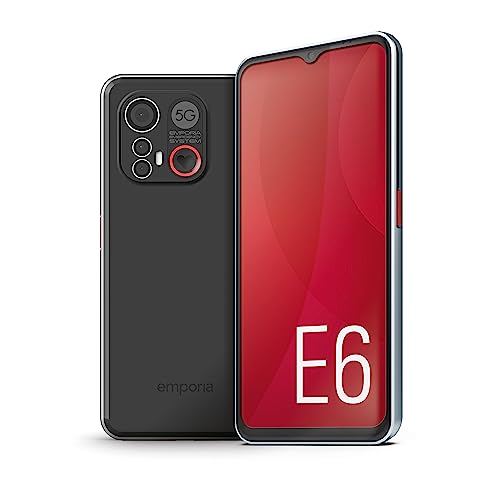 Emporia Smart.6, Senior Smartphone, 5G Volte, Semplice Da Usare, Adatto A Persone Anziane, Pulsante Di Emergenza, Tripla Fotocamera Da 50 Mp, Display