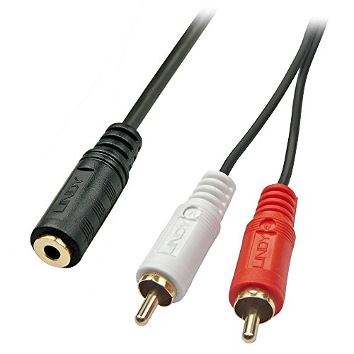 Lindy Adattatore Audio 2Xrca Maschio A Jack 3,5Mm Femmina, 25Cm, Black