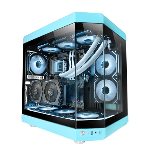 Mars Gaming Mc-3T, Case Gaming Custom Atx, Vetro Temperato Continuo Tripla Finestra, Supporto Raffreddamento Liquido Completo, Doppia Camera Laterale,