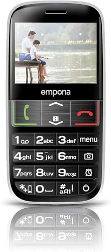 Emporiaeuphoria - Telefono Cellulare, Display 2.3" A Colori, Tasti Grandi, Tasto Sos, Basetta Di Ricarica, Fotocamera, Bluetooth, Black [Germania]